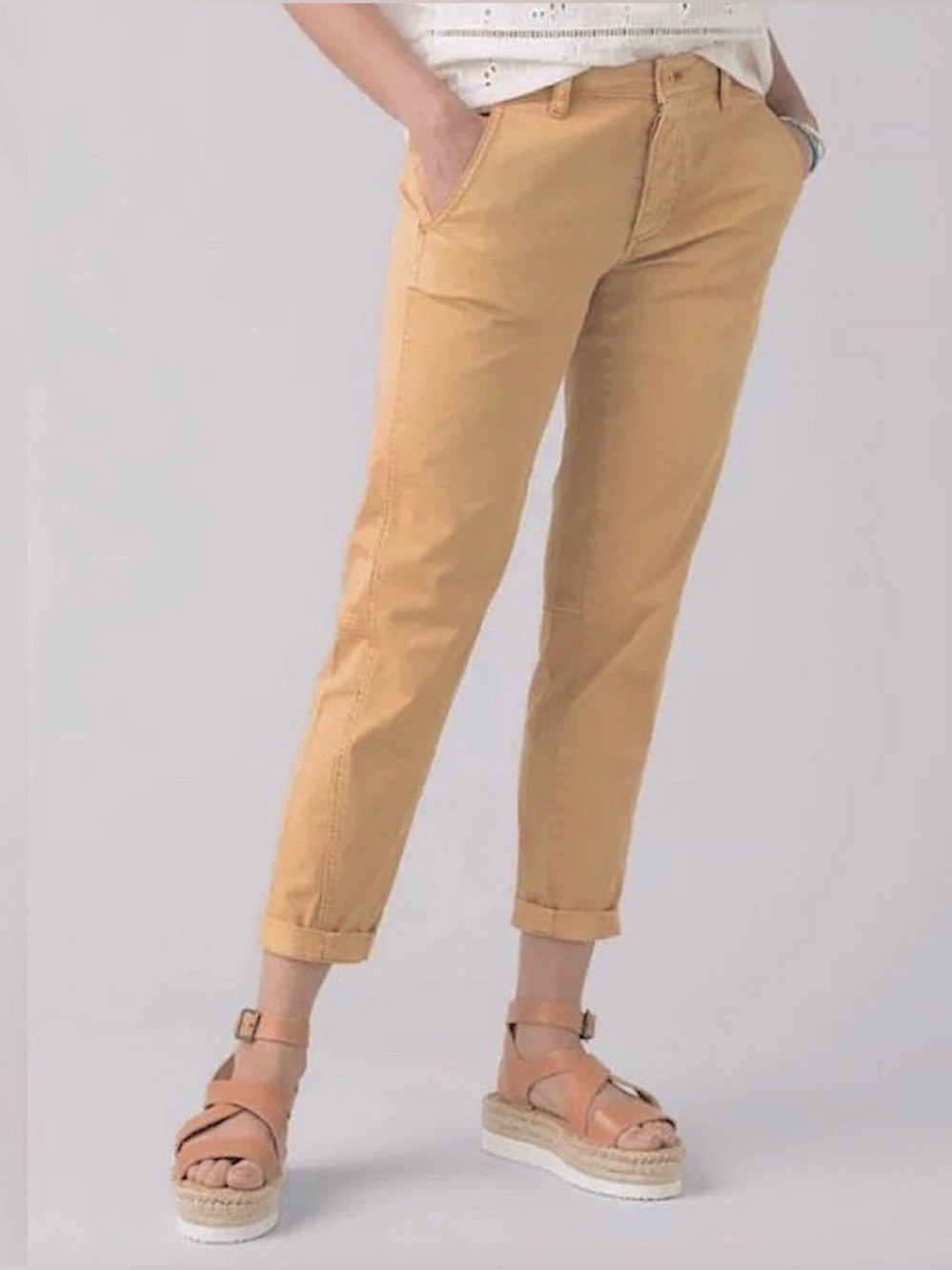 Prana Womens Janessa Yellow Wash Mid-rise Organic Cotton Stretch Chino Pants 2